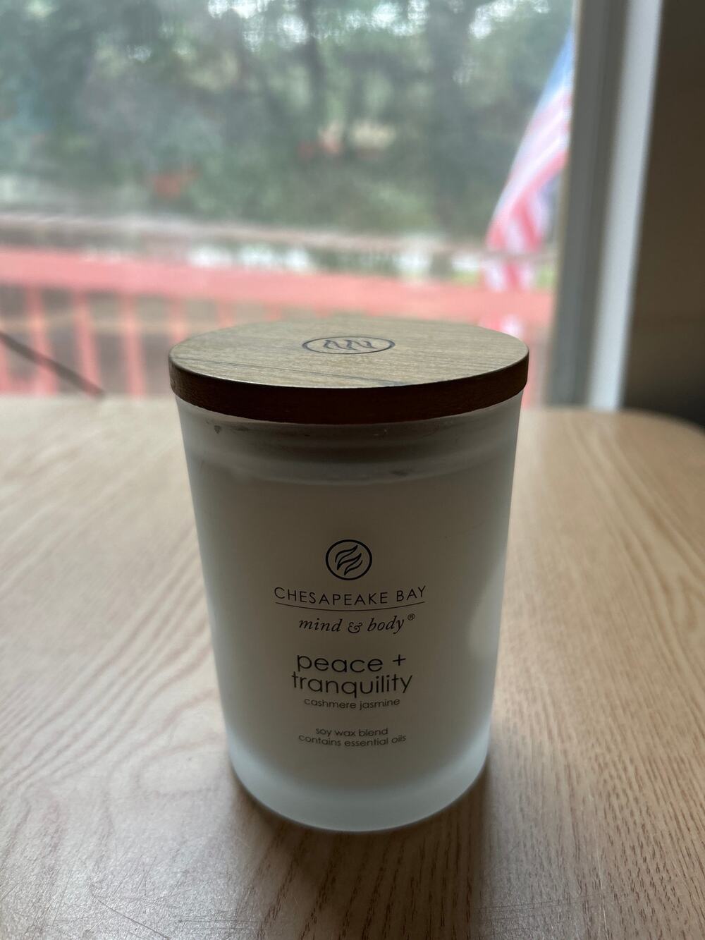 New Chesapeake Bay Candle Peace & Tranquility Cashmere Jasmine size 4”x3 1/4”